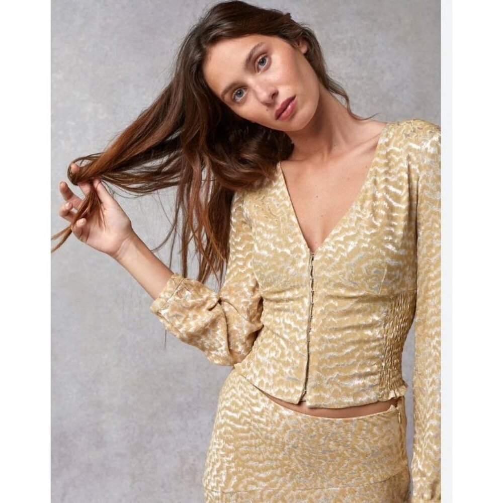 ROUJE Leana  Coquette Top Gold Corset Design Size‎ 38 (Medium)